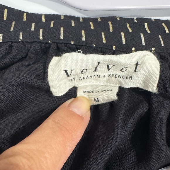 Velvet by Graham & Spencer Milla Gold Printed Peasant Blouse Sz M - Picture 7 of 10